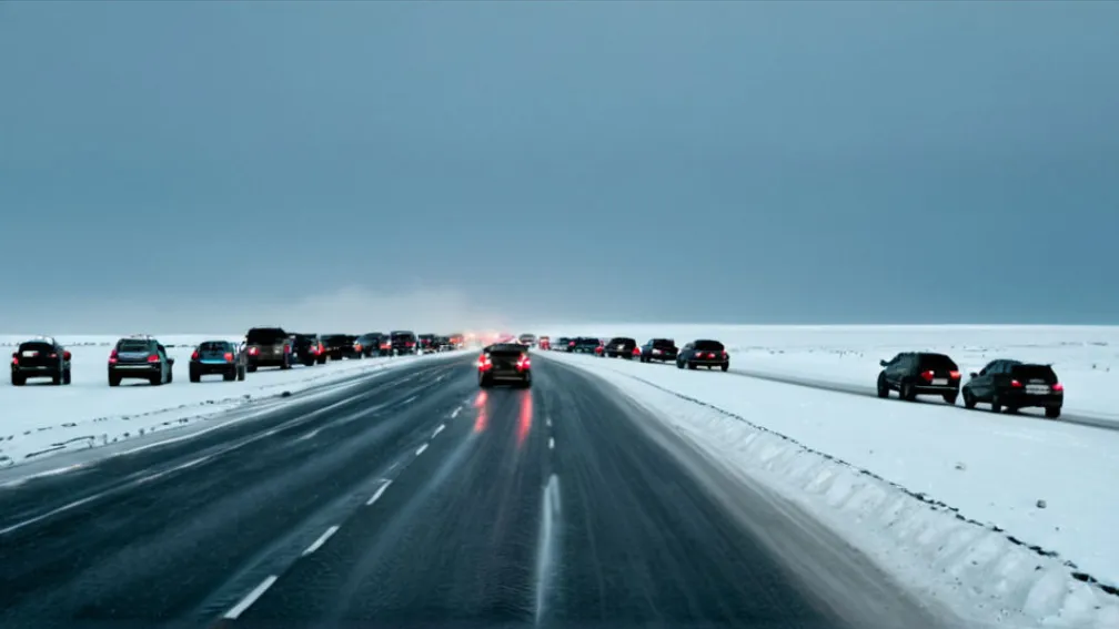 Blocaj de 85 de kilometri pe drumul spre Baikal: Șoferi blocați într-un infern de gheață la -20 de grade