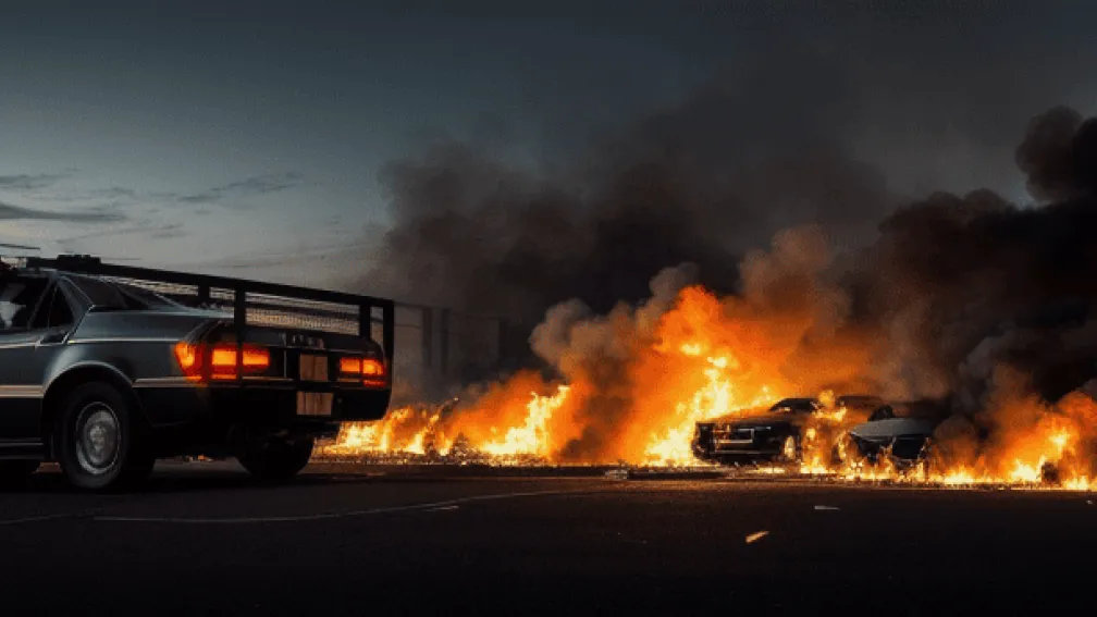 Incendiu la Bremen: Patru mașini, inclusiv vehicule ale poliției, distruse. Arestări efectuate.