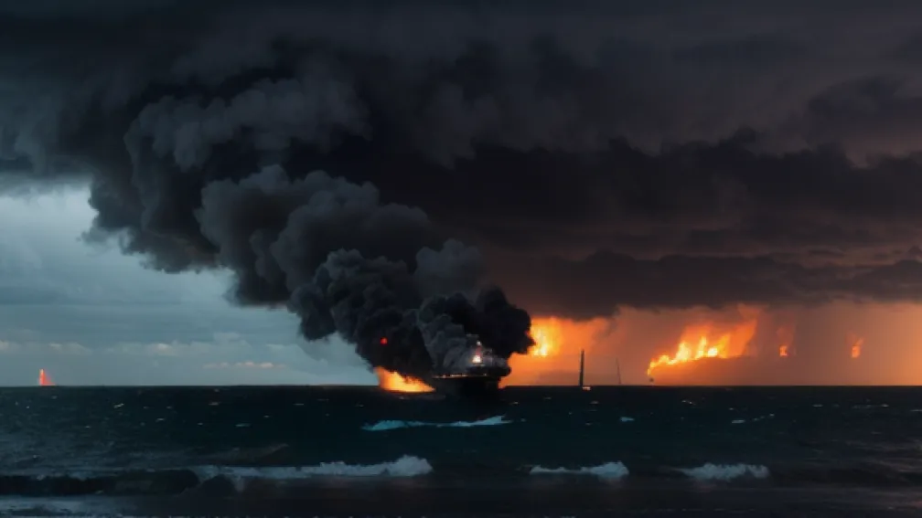 Dezastru ecologic iminent: Petrolier în flăcări de peste 24 de ore – pericol în largul coastelor britanice!