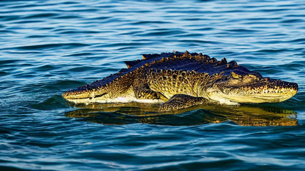 Atac Mortal: Crocodilul și Victima Plutind în Mare