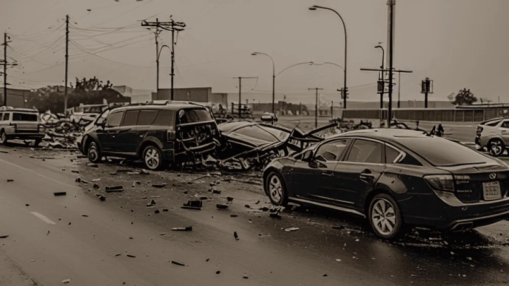 Accident grav pe A21: BMW intră în coloană, 4 răniți