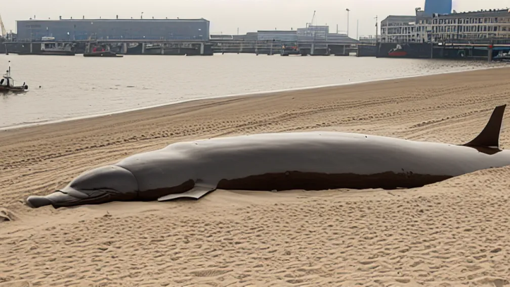 Șoc la Hamburg: Balenă falsă eșuată în centru