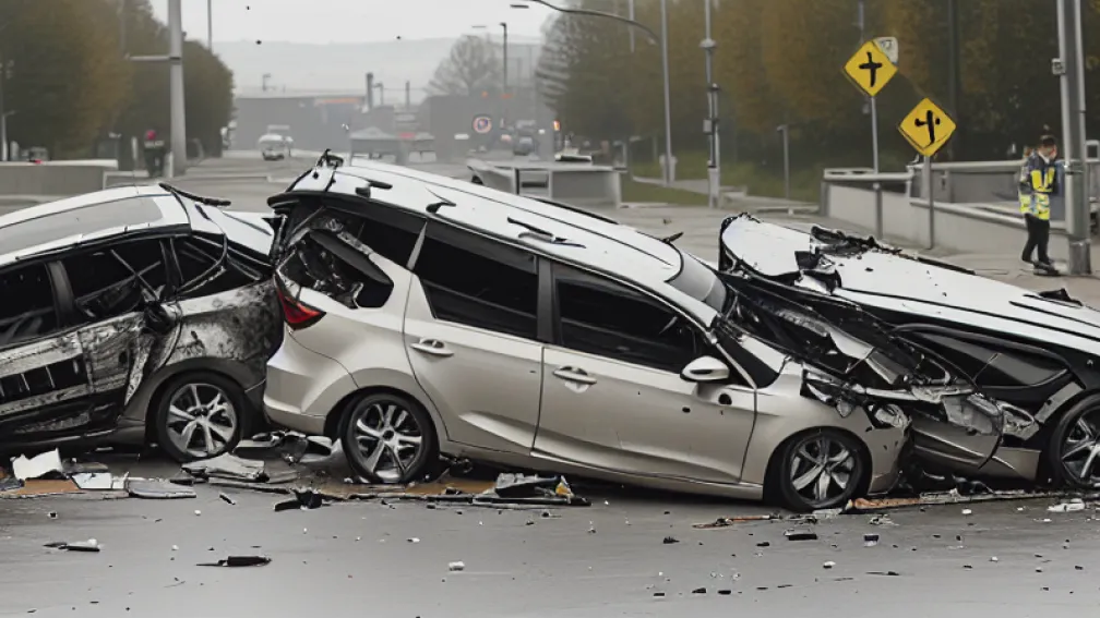 Copil norocos: Accident cu două mașini răsturnate