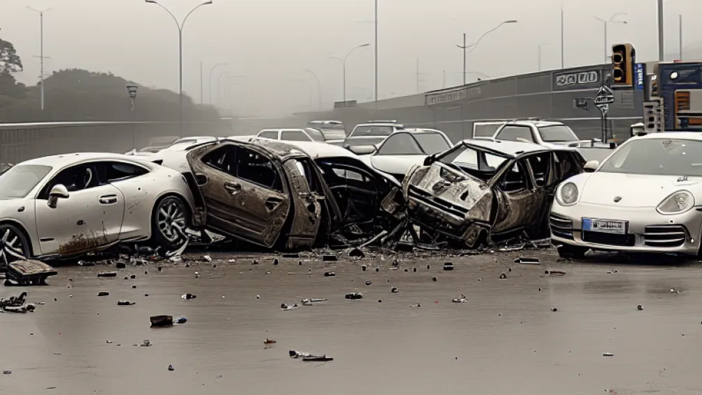 Accident grav pe A3: Porsche se izbește de o mașină, șoferul rănit grav