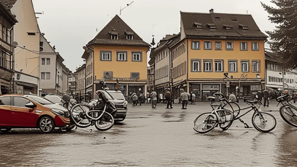 Freiburg: Femeie răstoarnă biciclist (74)
