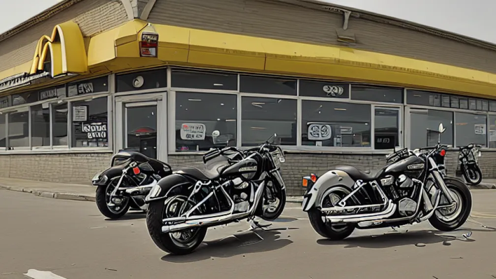 Nu e drive-in: Intră cu motocicleta într-un McDonald's