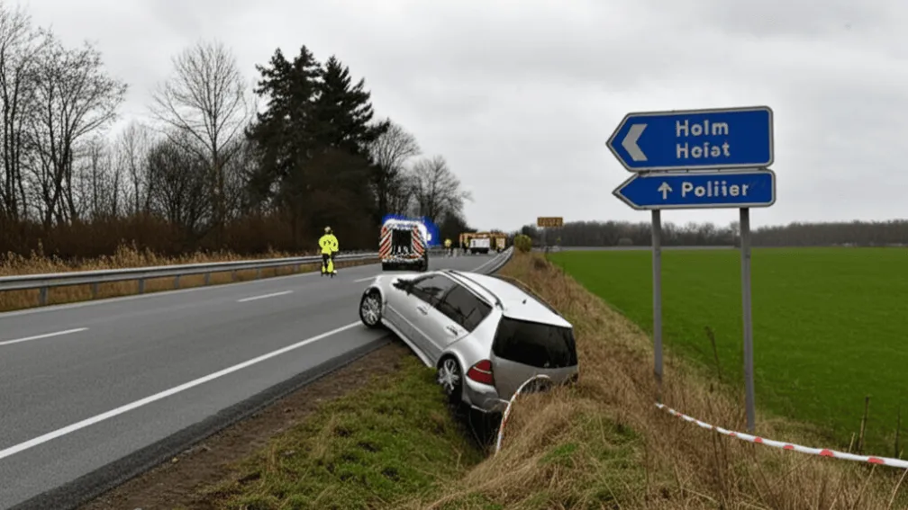 Accident grav pe B431 la Holm: Hamburger (19) lovește mașină și o aruncă în șanț