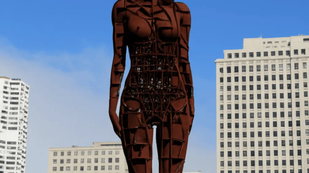 Statuie nudă gigantică controversată în San Francisco