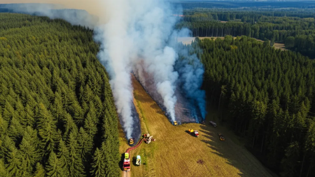 Incendiu forestier devastator în Hessen: Pompierii luptă cu flăcările pe o suprafață cât patru terenuri de fotbal