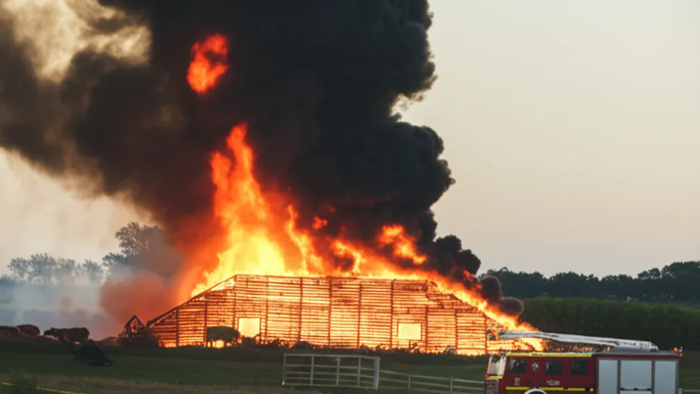 Incendiu la fermă: Vacă fugară rănește un bărbat