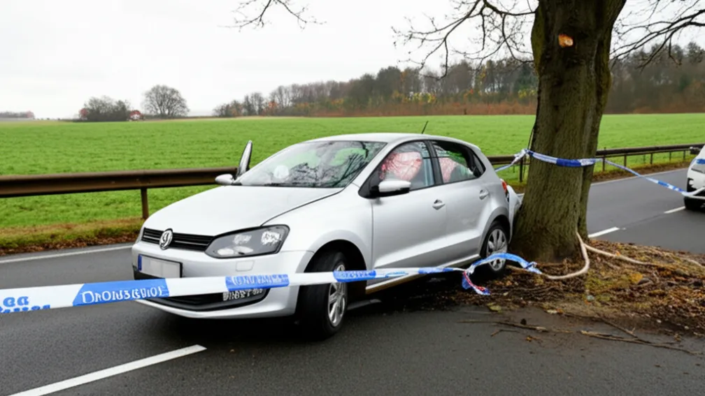 Accident grav pe K233: Șoferiță de 69 de ani, rănită după ce a lovit un copac