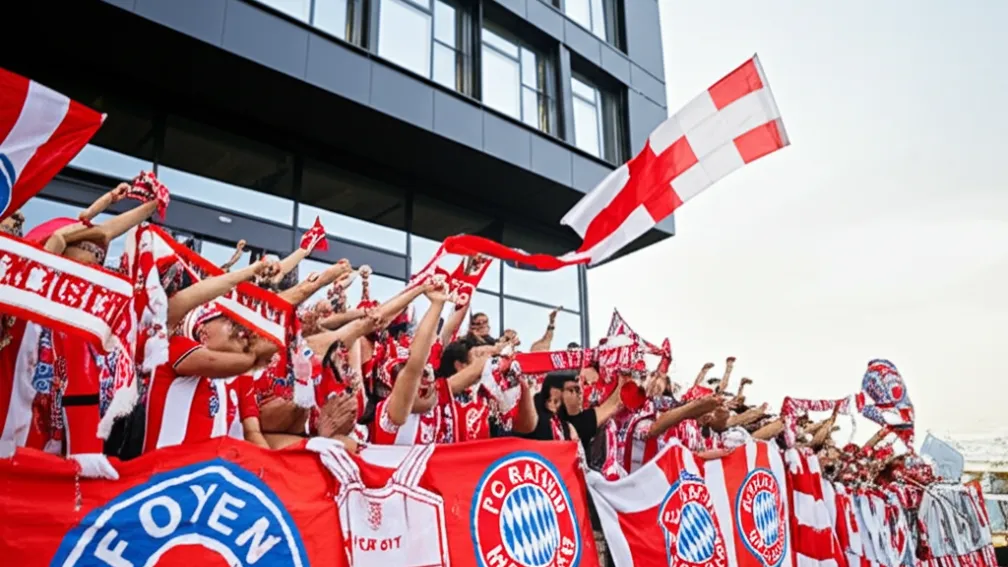 Acțiune specială - Nebunie fanilor în fața hotelului Bayern