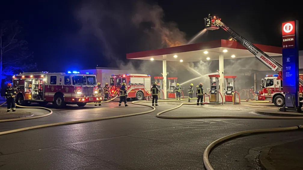 Incendiu puternic în Bavaria - O țigară aprinsă a provocat un incendiu la o benzinărie