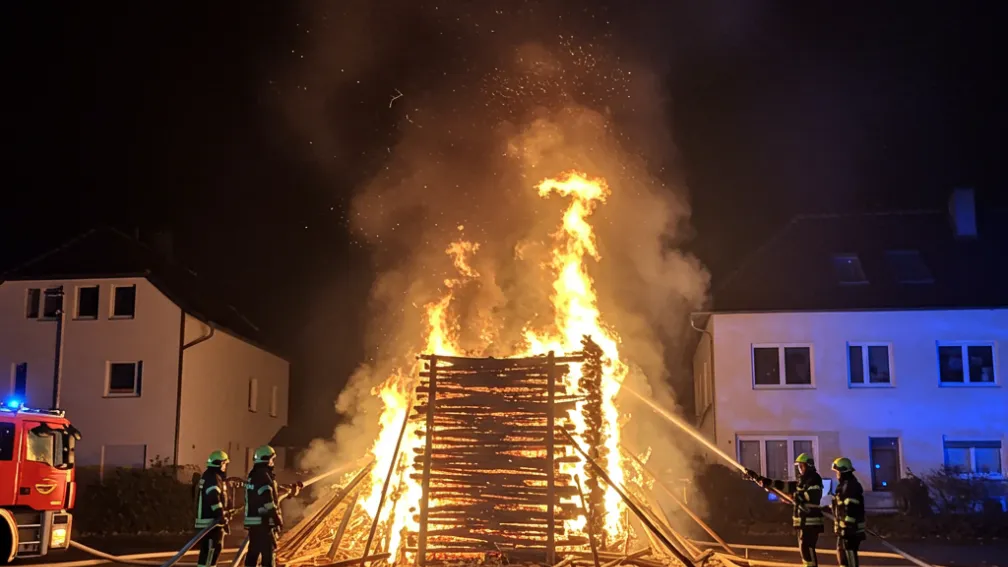 Incendiu la Rudersberg: Stivă de Lemne în Flăcări, Pagube de 50.000 de Euro