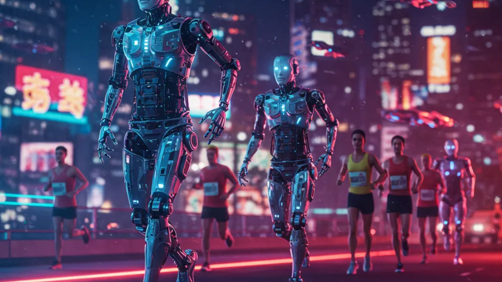 Roboți chinezi concurează cu oamenii la un semimaraton
