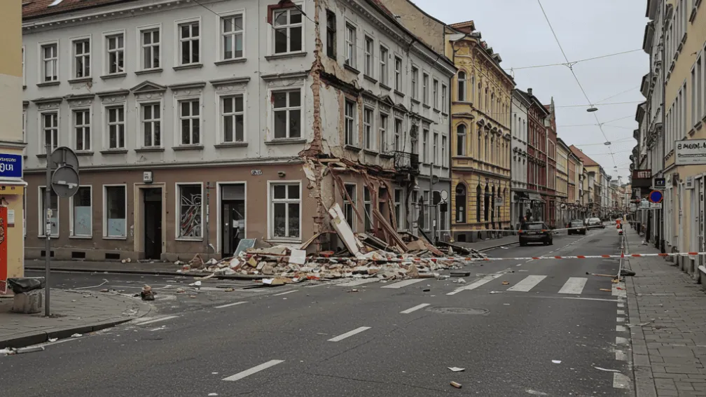 Altenburg: Fațada unei case s-a prăbușit pe stradă