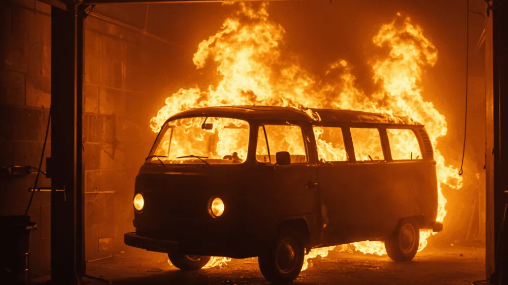 Incendiu distruge un VW T2 de epocă în Erfurt