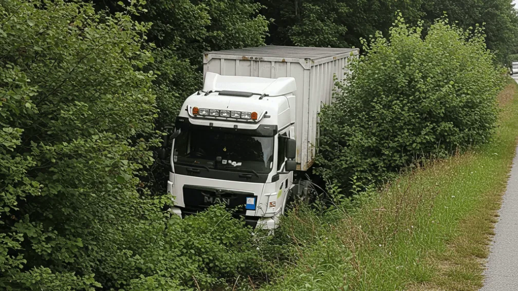 Șofer de camion (26 de ani) a ajuns într-un șanț pe Barntruper Straße