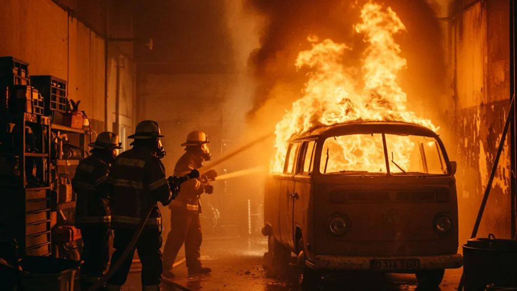 VW T2 de colecție - Un incendiu a distrus un Oldtimer Bulli de 60.000 de euro