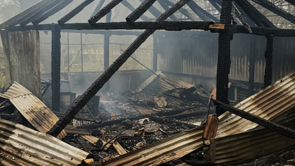 Voerde - Dihor supraviețuiește unui incendiu într-un șopron