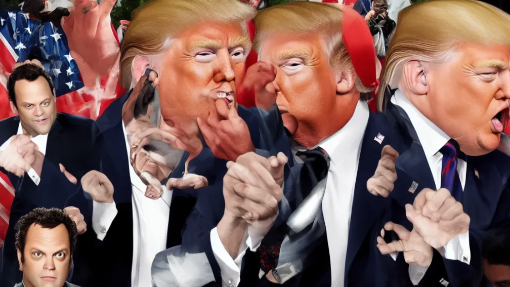 Falsă refacere a unui afiș de film la Casa Albă – Trump și Vaughn recreează «Spărgătorii de nunți»