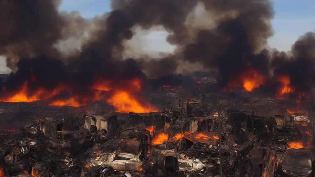 Incendiu devastator în Essen - Un depozit de fier vechi s-a transformat într-un infern
