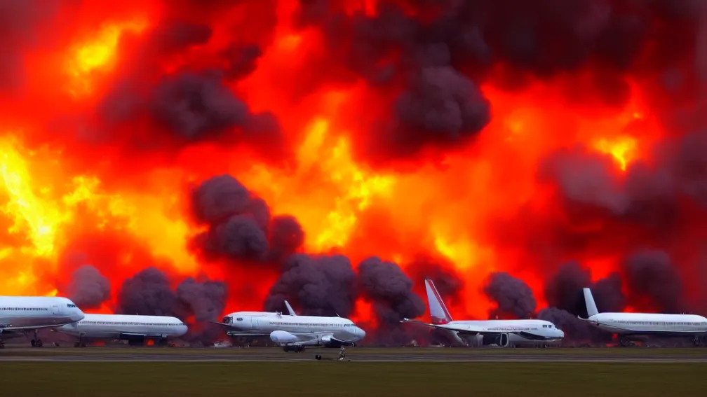 Motor brusc în flăcări - 282 de pasageri evacuați dintr-un avion în flăcări