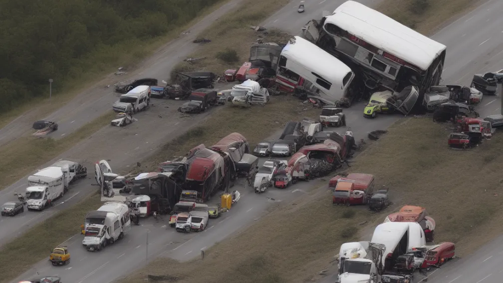 Accident grav pe A2: Camion intră într-un autocar plin cu pasageri