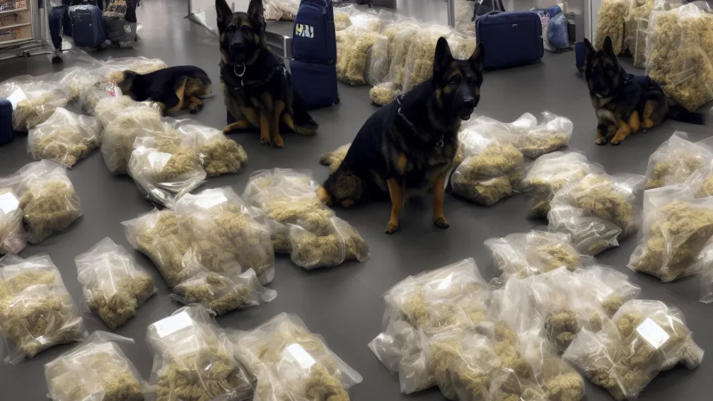 Câinele antidrog descoperă 68 kg de cannabis pe aeroportul BER