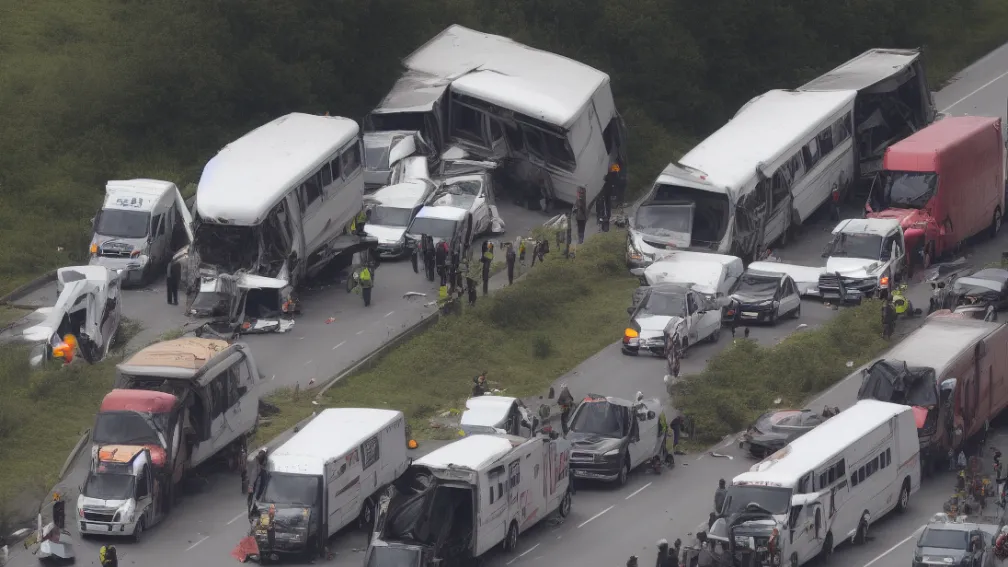 Accident pe A2: Camion a lovit un autocar, 22 de răniți