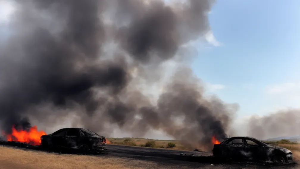 Incendiu puternic pe A27: Audi cuprins de flăcări pe autostradă