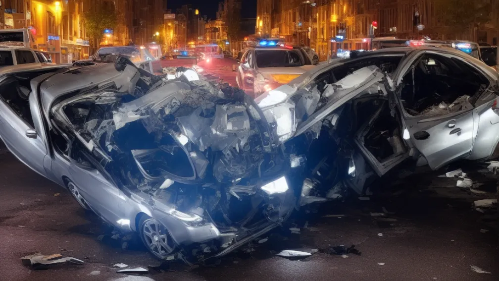 Pericol pentru copii la bord! Gaz ilariant găsit într-un Mercedes accidentat