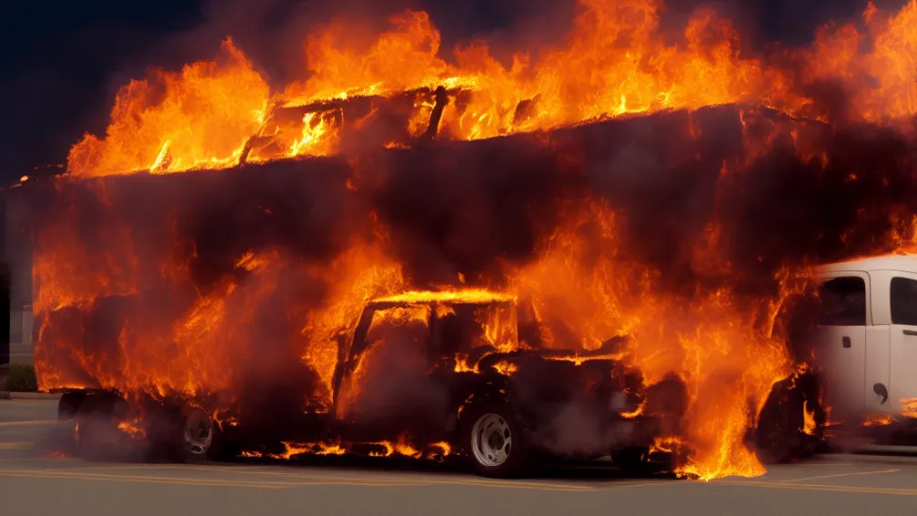 Incendiu devastator: Un camion în flăcări a mistuit un magazin de mobilă JYSK
