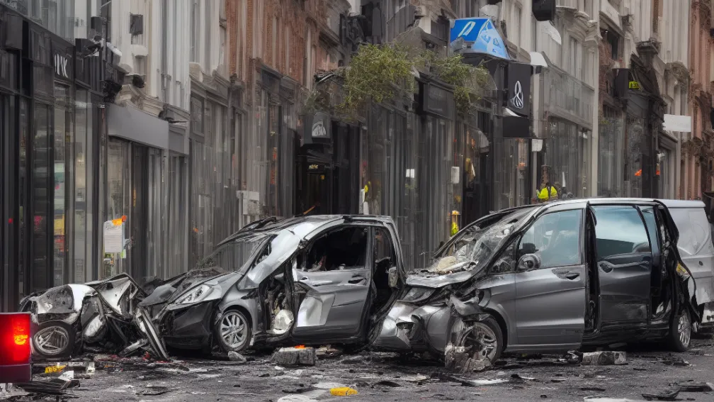 Accident grav în Ulm: Mercedes se izbește de o fațadă de sticlă