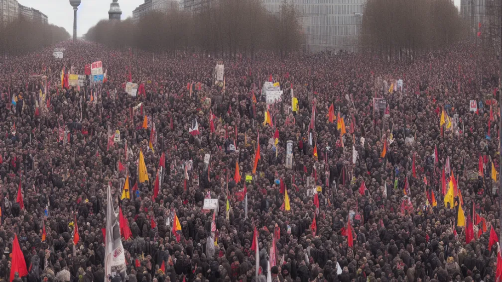 Demonstrație de 1 Mai la Berlin – Persoană mascată citește un mesaj de salut de la RAF-Klette