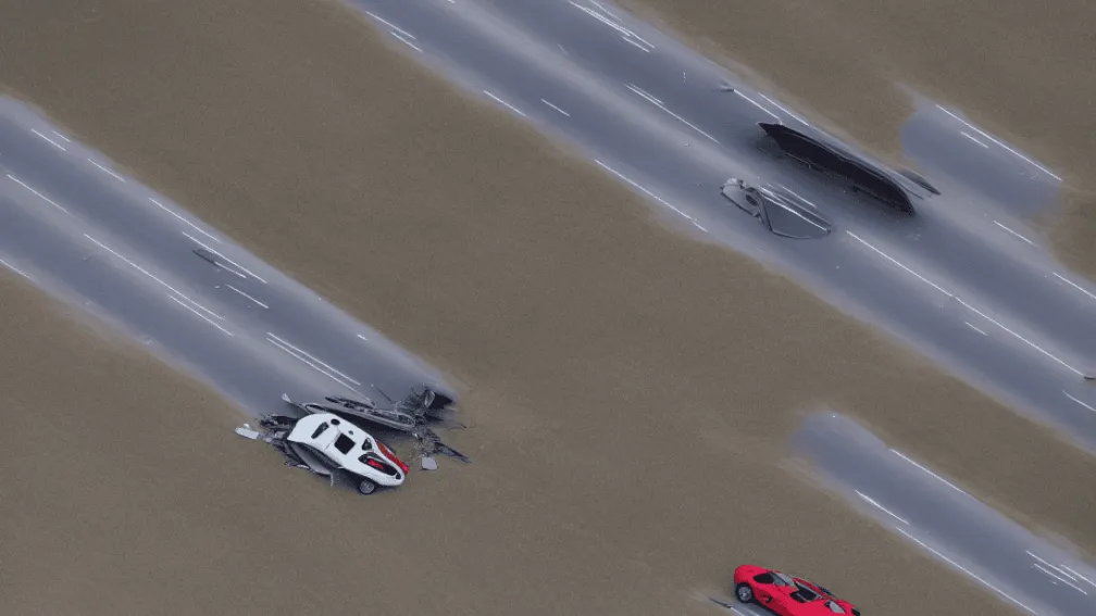 Șofer Porsche fuge pe jos după accident pe A33