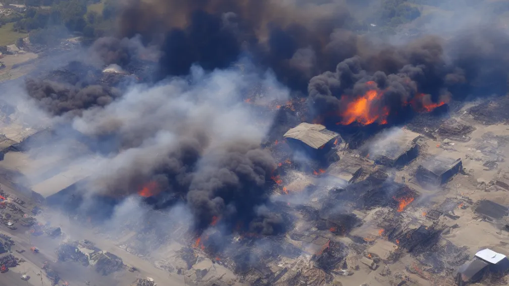 Alertă pentru locuitori - Incendiu major într-o zonă industrială din Schifferstadt