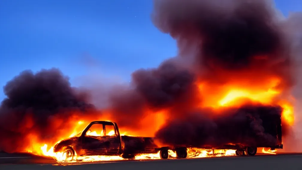 Blocaj pe A17 - Un camion de pompieri blochează autostrada