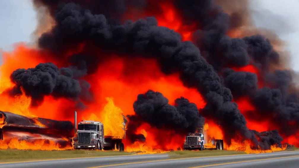 A17 - Incendiu camion provoacă blocarea totală