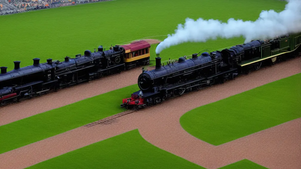 Spectacol neobișnuit: Un tren intră pe stadion