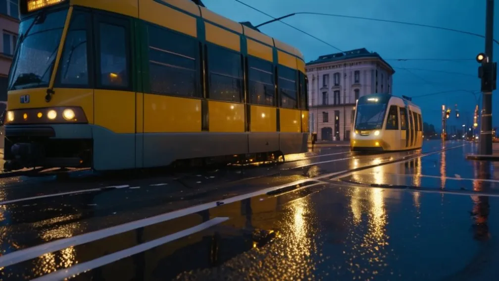 Șoferiță de Peugeot a intrat în coliziune cu un tramvai în Erfurt, Germania