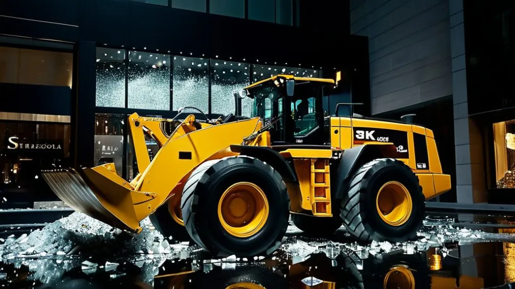 VIDEO: Un bărbat a intrat cu un încărcător frontal furat într-o bijuterie din Fürth