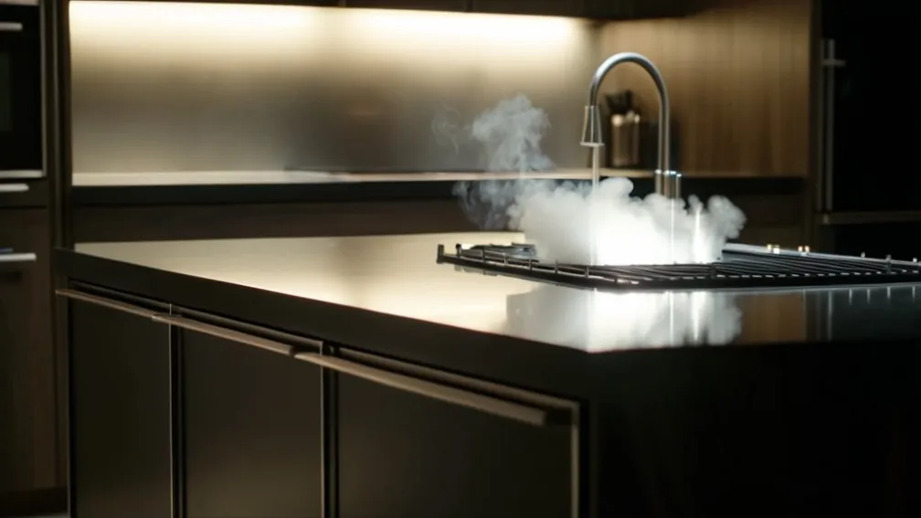 Mama spăla vase, ignorând cum fiul ei a luat foc