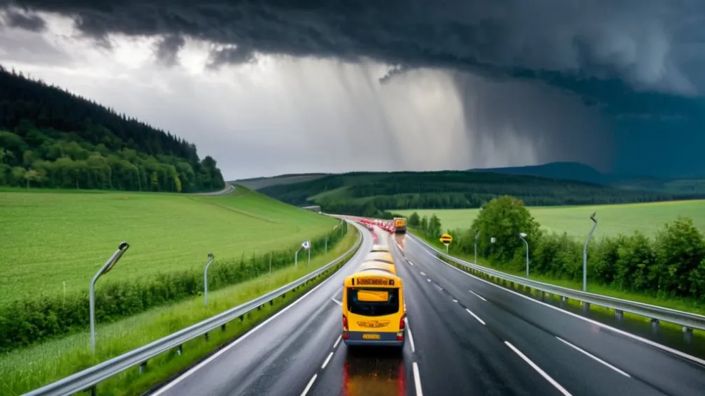 Ungelungere într-un autobuz cu oameni de vârstă între 12 și 14 ani pe A9 în sudul Germaniei