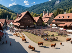 Cursă de boi în Bavaria: Fermiera Vroni și taurul său Ferdinand, protagoniștii unui eveniment tradițional