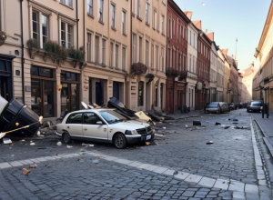 Șofer beat a provocat haos în centrul orașului Koblenz, intrând în zona pietonală și lovind mobilierul cafenelelor