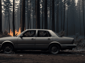 Incendiu în pădure lângă Wemding: O mașină a ars complet, poliția investighează cauza și posibila incendiere intenționată