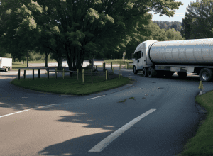 Accident în Germania: o cisternă cu lapte s-a răsturnat, 20.000 de litri s-au vărsat într-o curte