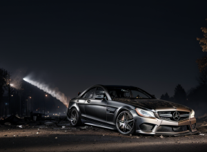 Un Mercedes-AMG de 600 CP și 120.000 € a ars complet la Hamburg: Martori au văzut persoane suspecte fugind
