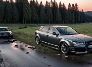 Accident mortal în Germania: Audi a derapat și a ajuns în șanț, șoferul a fost proiectat din mașină și a murit